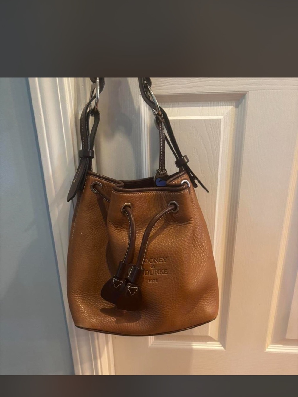Dooney & Bourke Chestnut Pebbled Leather Drawstring Hobo